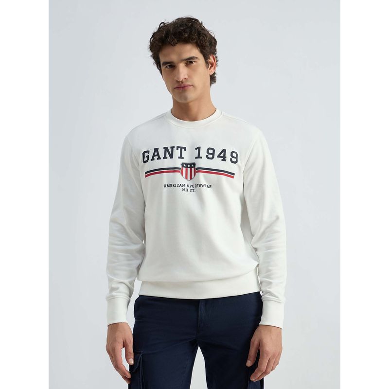 GANT Men White Printed Sweatshirt (S)