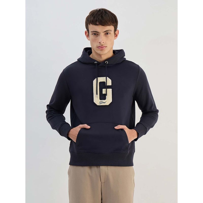 GANT Men Navy Blue Solid Hoodie (L)