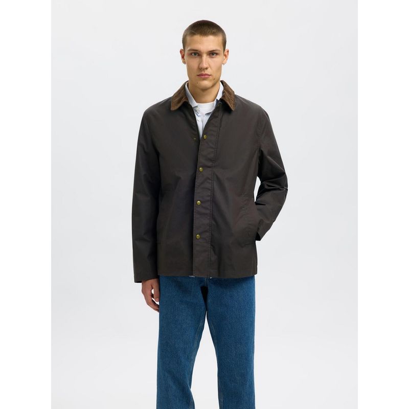 SELECTED HOMME Dark Waxed Cotton Black Jacket (XS)