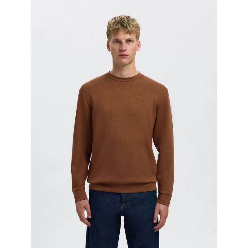 SELECTED HOMME Crew Neck Brown Sweatshirt (M)