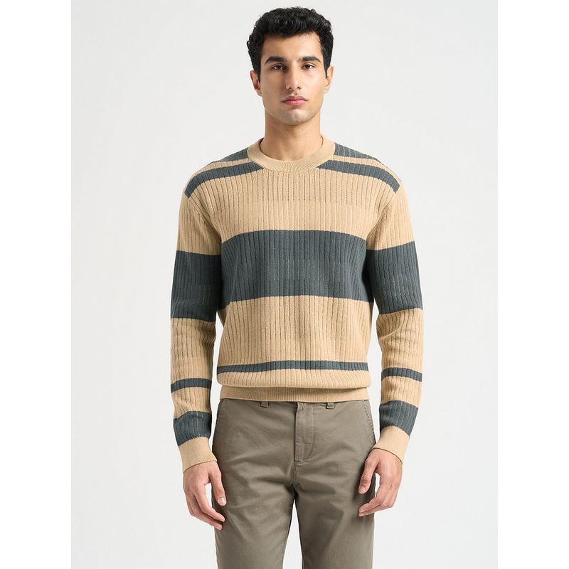 SELECTED HOMME Organic Cotton Colourblocked Beige Sweater (S)