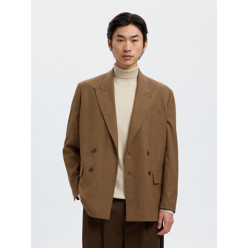 SELECTED HOMME Men Slim Fit Suit-Set Brown Blazer (46)