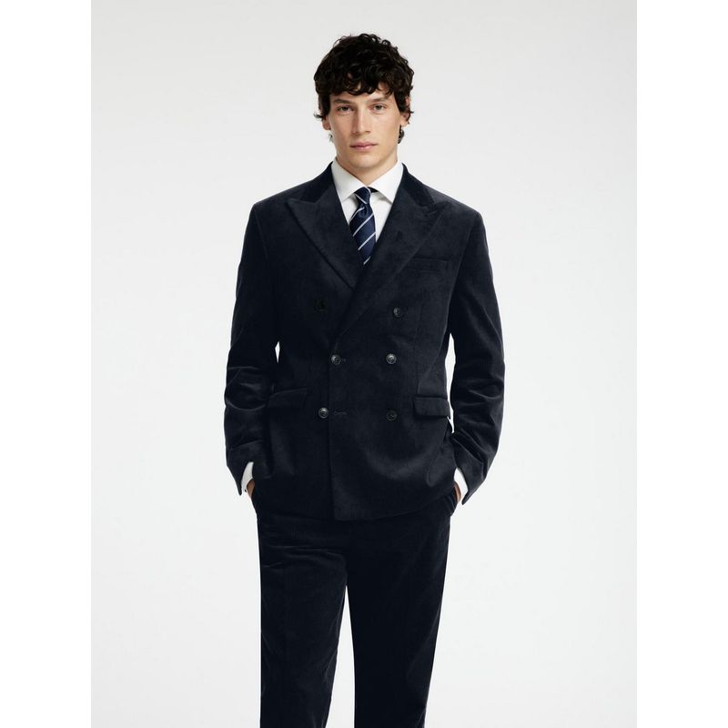 SELECTED HOMME Regular Fit Corduroy Tailored Blue Blazer (48)