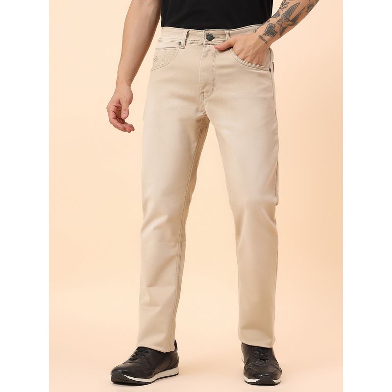 Cantabil Casual Breathable & Soft Regular Fit Denim Khaki Jeans (34)