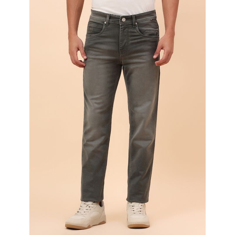 Cantabil Casual Breathable & Soft Regular Fit Denim Olive Jeans (30)