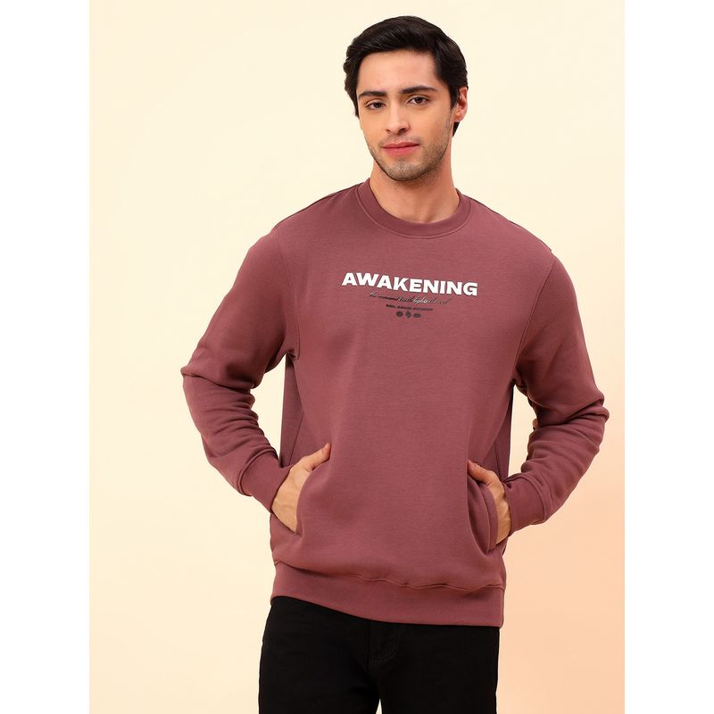 Cantabil Breathable & Soft With Color Fastness Regular Fit Pink Sweatshirt (M)