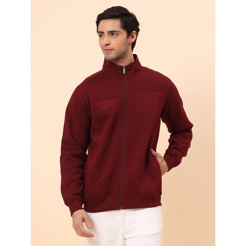Cantabil Breathable & Soft With Color Fastness Regular Fit Wine Sweatshirt (L)
