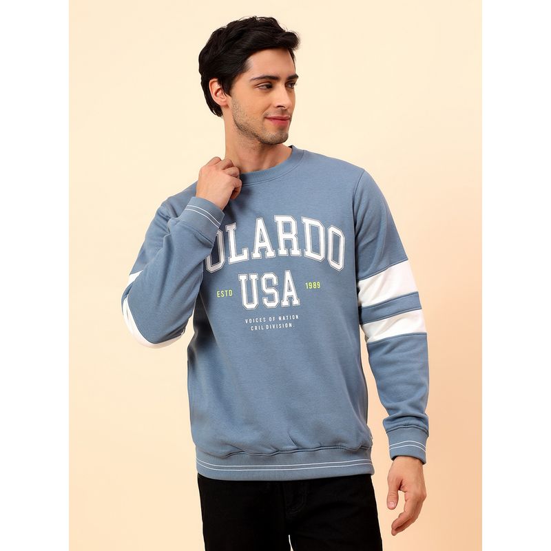 Cantabil Breathable & Soft Regular Fit Blue Sweatshirt (L)