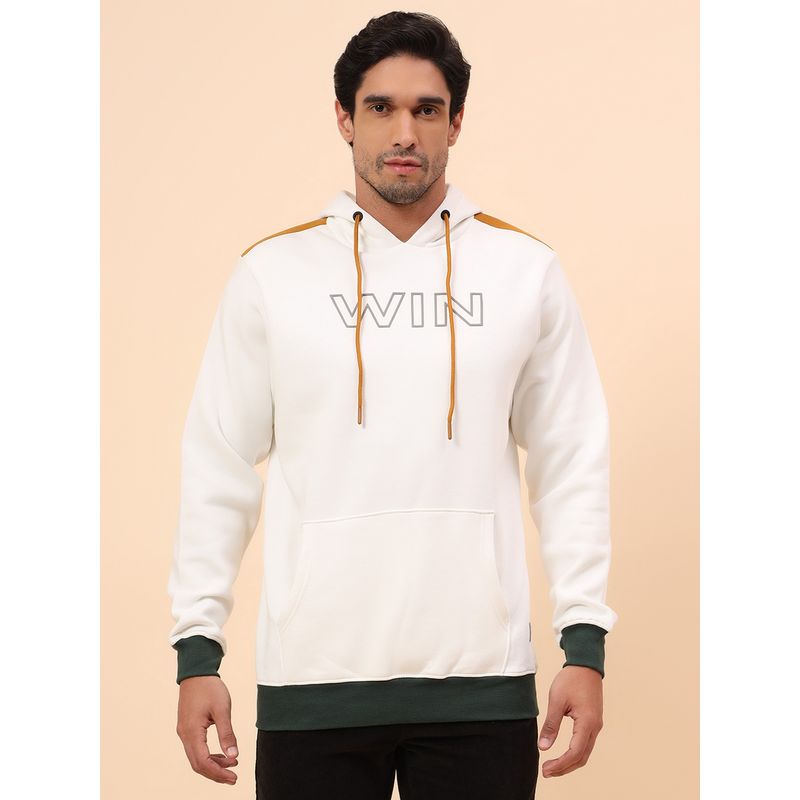 Cantabil Breathable & Soft Regular Fit White Hoodie (M)