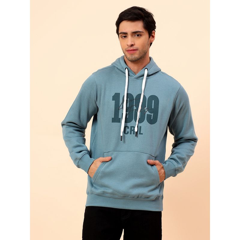 Cantabil Breathable & Soft With Color Fastness Regular Fit Aqua Hoodie (M)