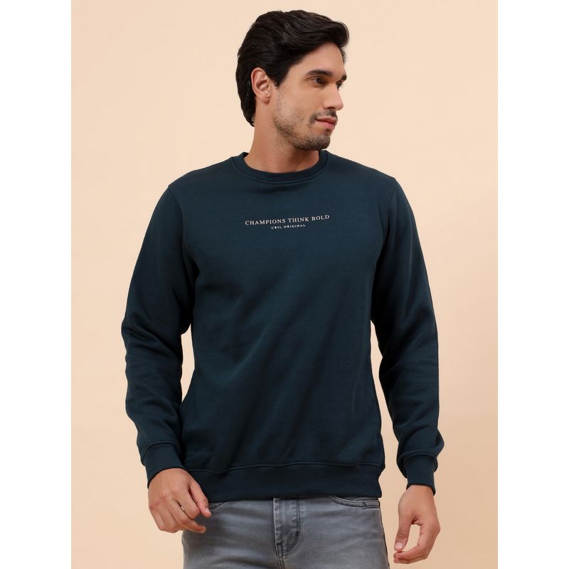 Cantabil Breathable & Soft With Color Fastness Regular Fit Teal Sweatshirt (M)