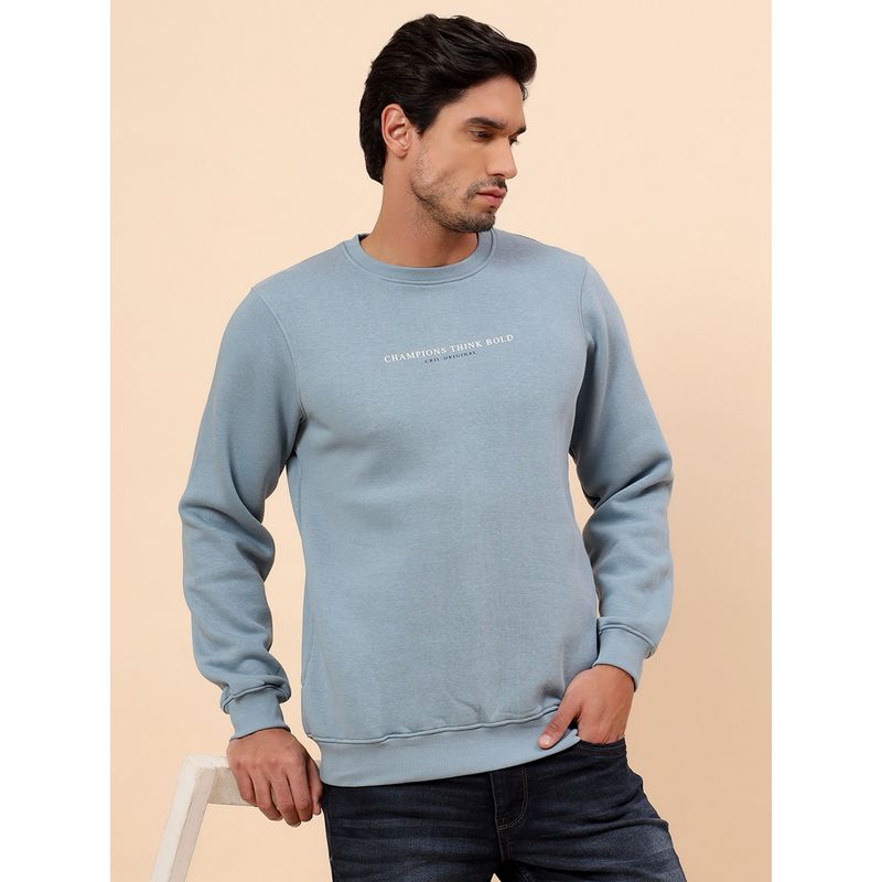 Cantabil Breathable & Soft With Color Fastness Regular Fit Blue Sweatshirt (M)