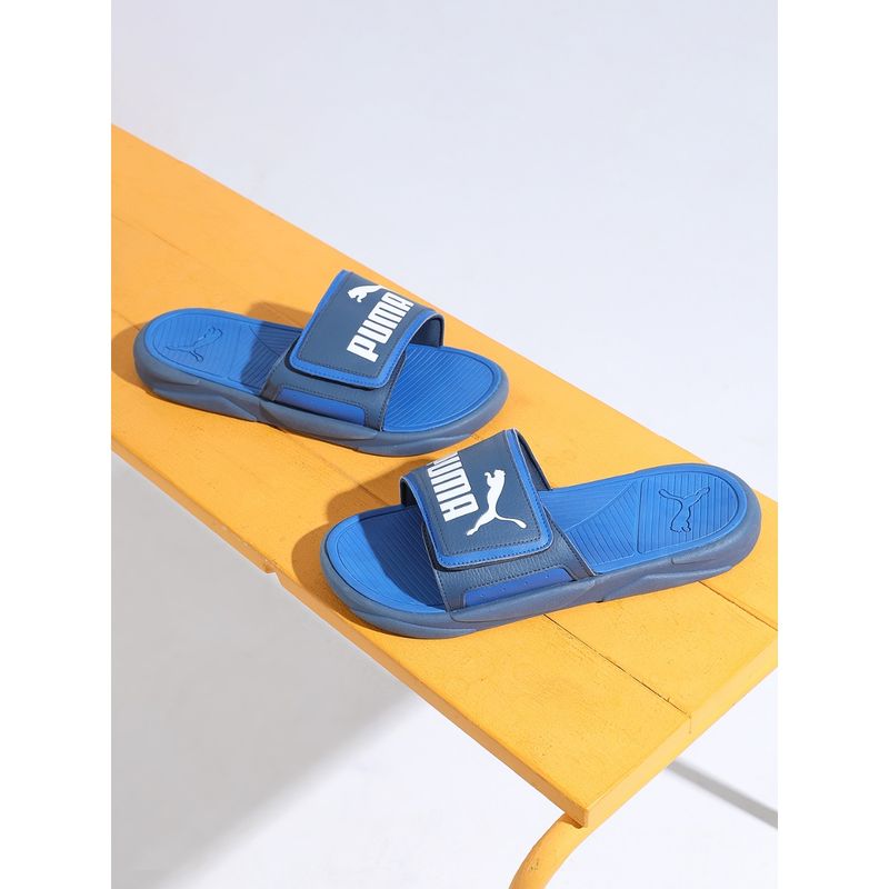 Puma Royalcat Comfort Dark Denim Palace Blue White Slider - 11
