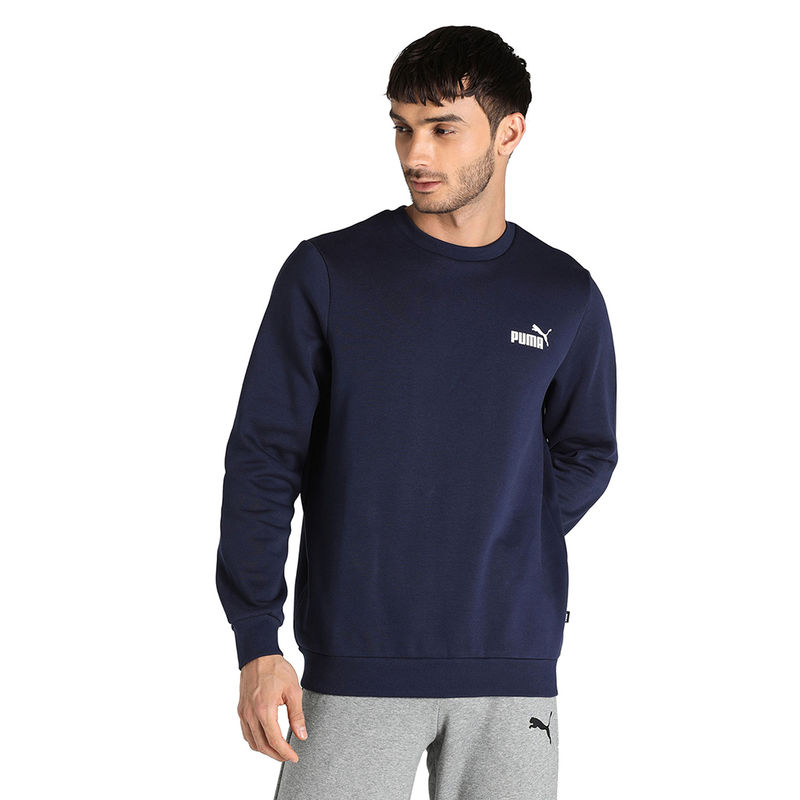 Buy Puma Ess Small Logo Crew Fl Mens Navy Blue Casual Sweatshirt
