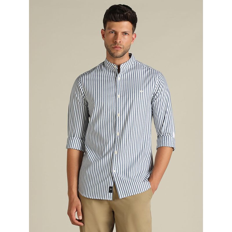 Dockers Men Striped Blue Classic Fit Shirt (XL)