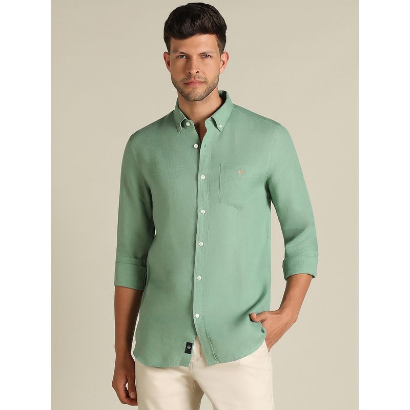 Dockers Men Solid Green Classic Fit Shirt (2XL)