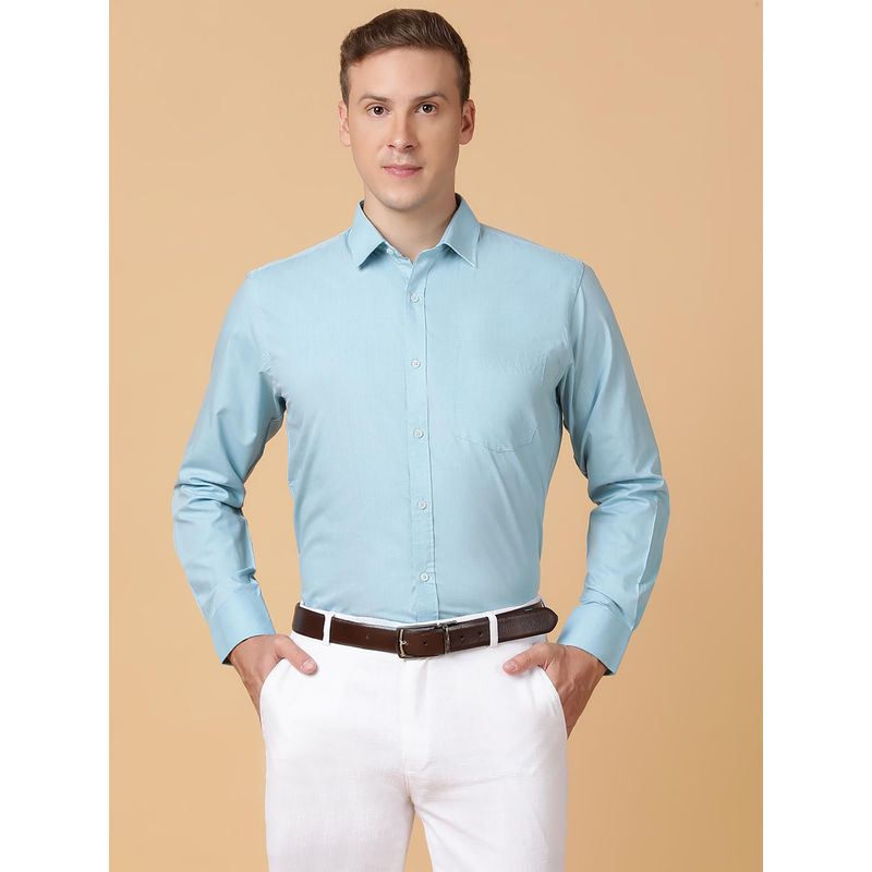 TABARD Pure Cotton Full Sleeve Collared Formal Shirt for Men Green (44)