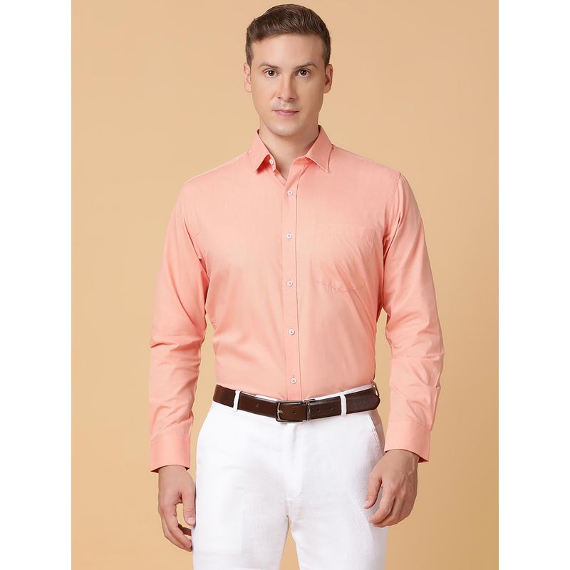 TABARD Pure Cotton Full Sleeve Collared Formal Shirt for Men Peach (38)