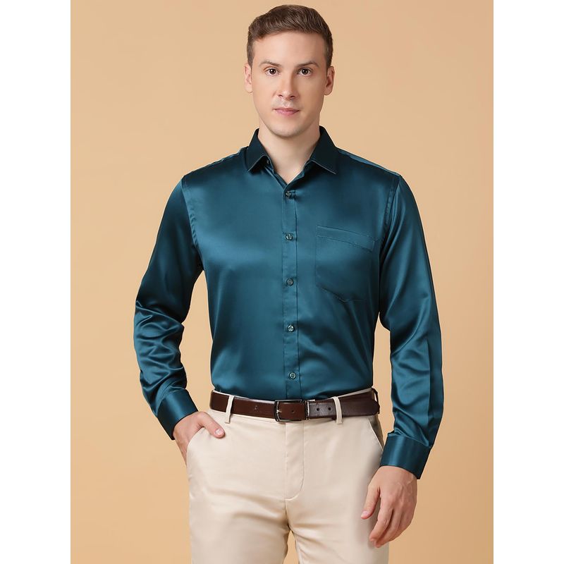 TABARD Pure Cotton Full Sleeve Collared Formal Shirt for Men Teal (42)