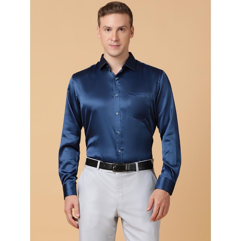 TABARD Pure Cotton Full Sleeve Collared Formal Shirt for Men Navy Blue (38)