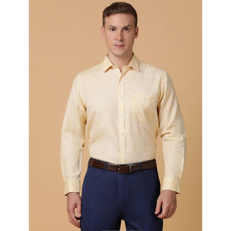 TABARD Pure Cotton Full Sleeve Collared Formal Shirt for Men Yellow (38)