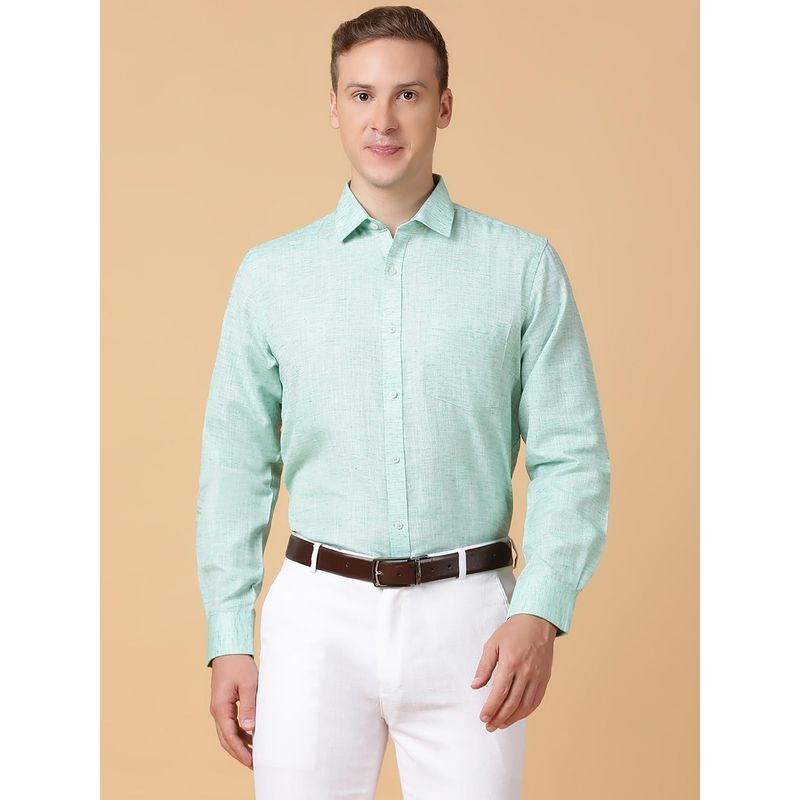 TABARD Pure Cotton Full Sleeve Collared Formal Shirt for Men Green (38)