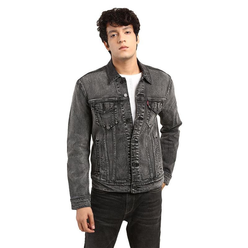 週末まで値下げ　Silver l black denim jacket Buy Levis Mandarin Collar Long Sleeves Denim Jacket