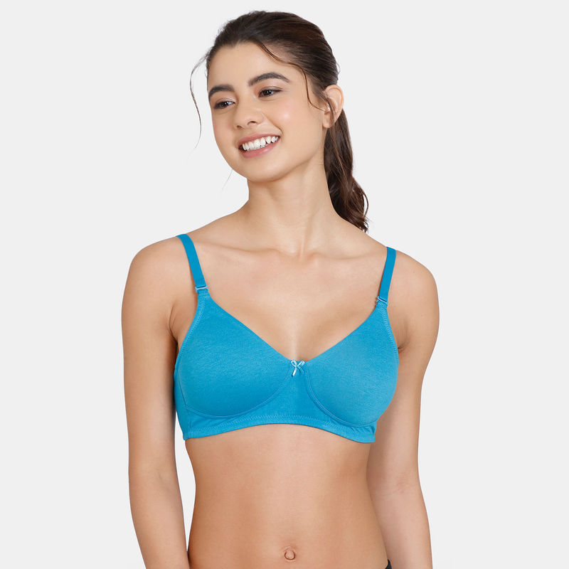 Zivame Rosaline Everyday Double Layered Non Wired 3/4Th Coverage T-Shirt Bra - Fjord - Blue (38C)