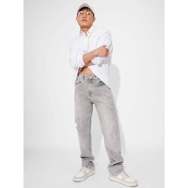 The Souled Store Denim Granite Grey Straight Fit Mens Jeans (30)