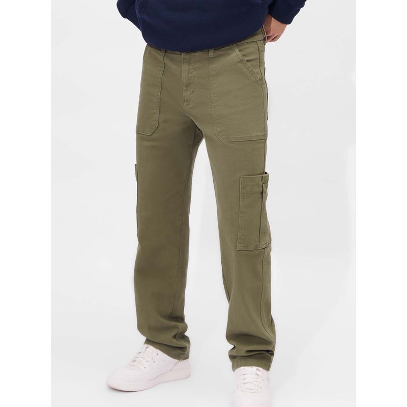 The Souled Store Denim Olive Green Straight Fit Mens Jeans (38)