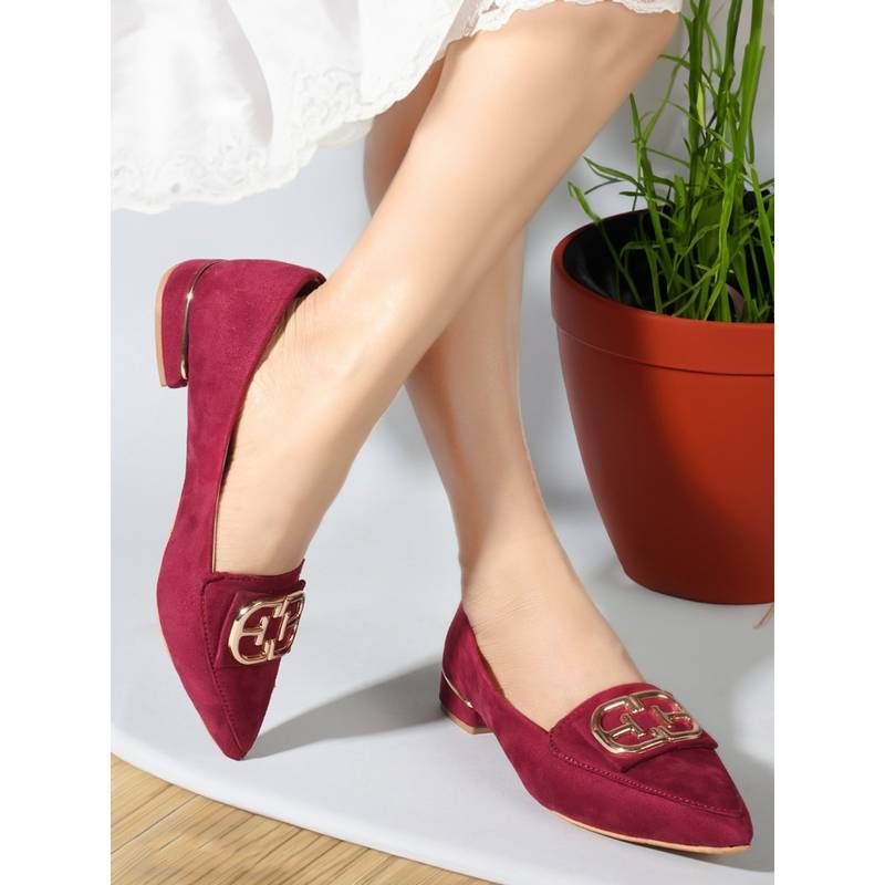 ELLE Womens Pointed-Toe with Metallic Embellishment Pumps Heels (EURO 36)