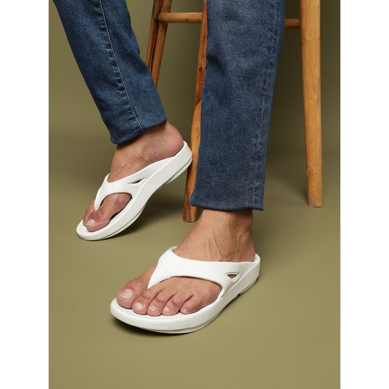 Truffle Collection White Stylish Slip-On Sandals For Men (UK 6)