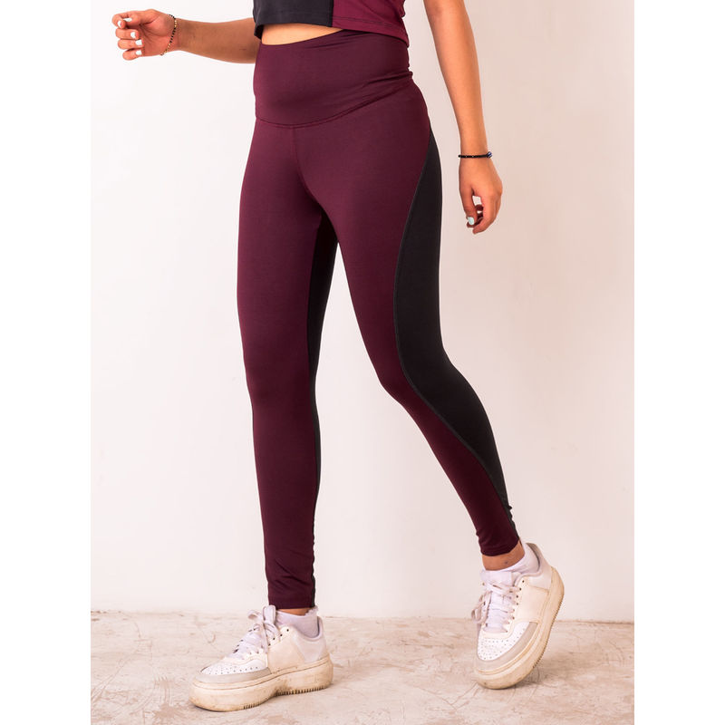 Kica High Waisted Dual Coloured Leggings In Second SKN Fabric For Gym And Training (XS)