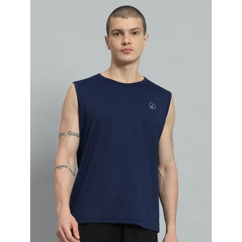 Griffel Men Teddy Logo Sleeveless Navy Blue T-shirt (L)