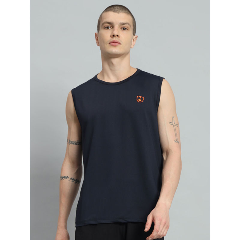 Griffel Men Teddy Logo Sleeveless Navy Blue T-shirt (L)