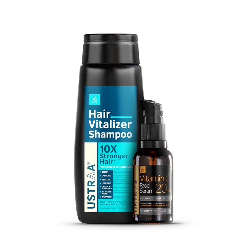 Ustraa Hair Vitalizer Shampoo & 20 Vitamin Face Serum Combo Buy