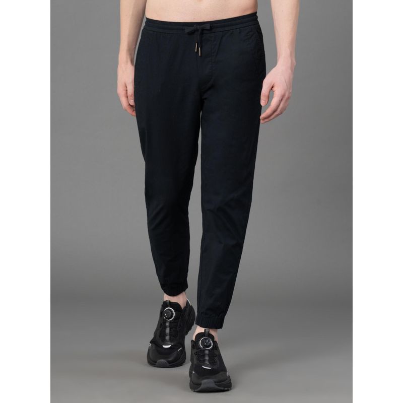 Red Tape Black Cotton Spandex Solid Mens Trouser Jogger (36)