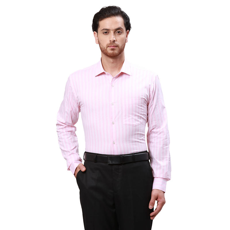 Park Avenue Slim Fit Striped Medium Pink Shirt (39)