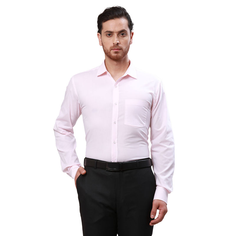 Park Avenue Slim Fit Self Design Light Pink Shirt (40)