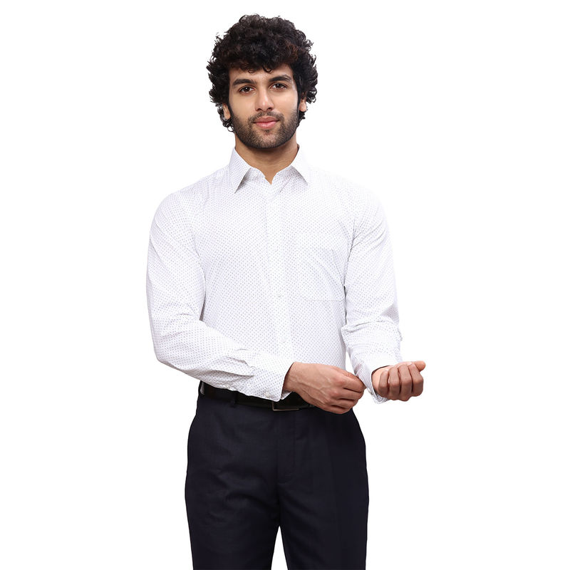 Raymond Slim Fit Printed White Shirt (39)