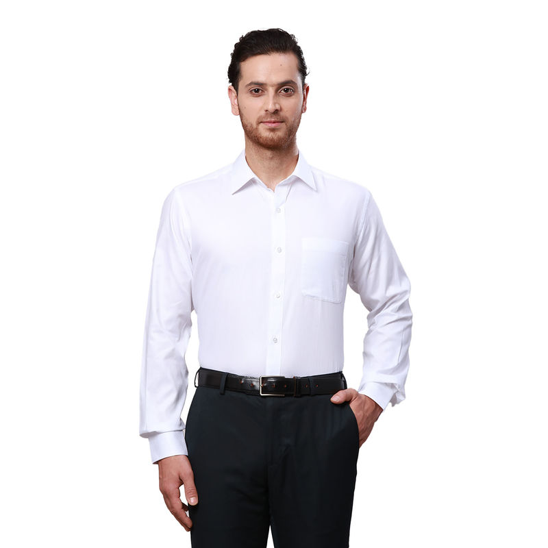 Raymond Slim Fit Self Design White Shirt (44)