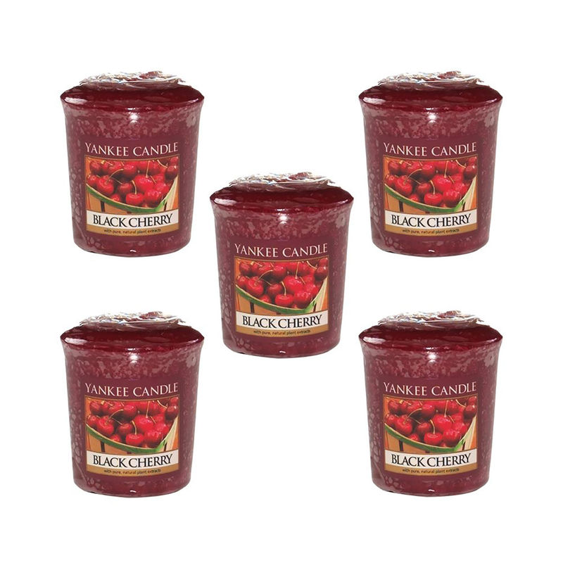 Yankee Candle Classic Votive Black Cherry Scented Candles Pack of 5