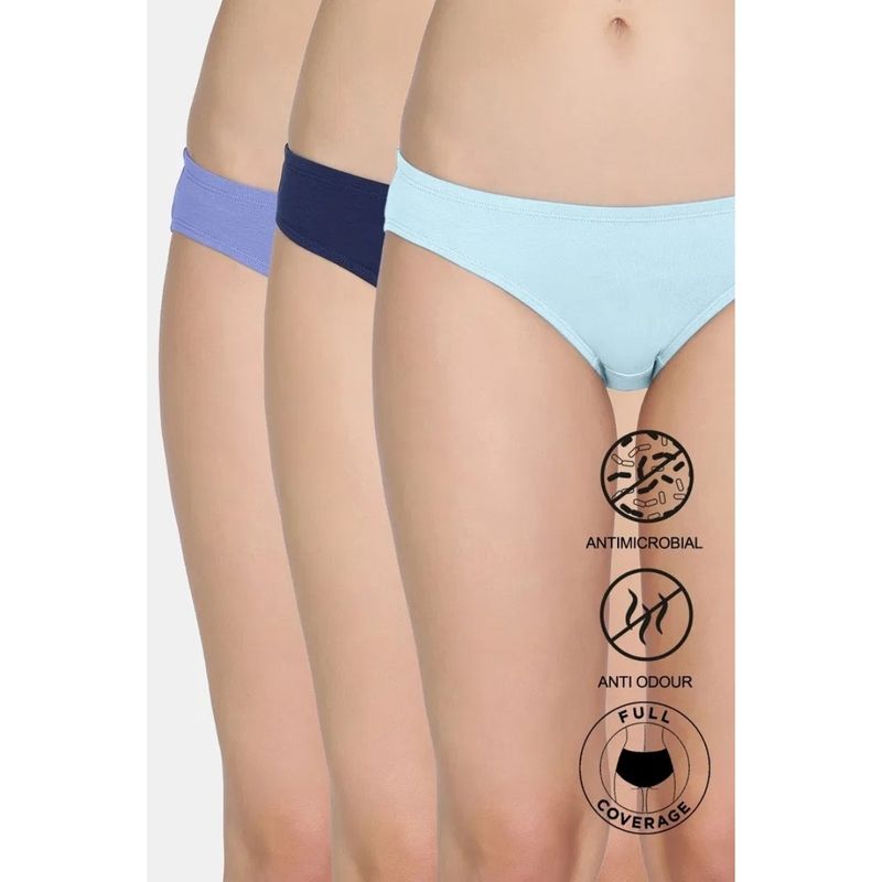 Zivame Multi-Colour Low Rise Full Coverage Bikini Panty (Pack Of 3) (XL)