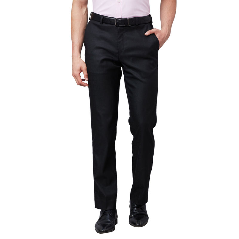 Park Avenue Regular Fit Checkered Black Trousers (38)