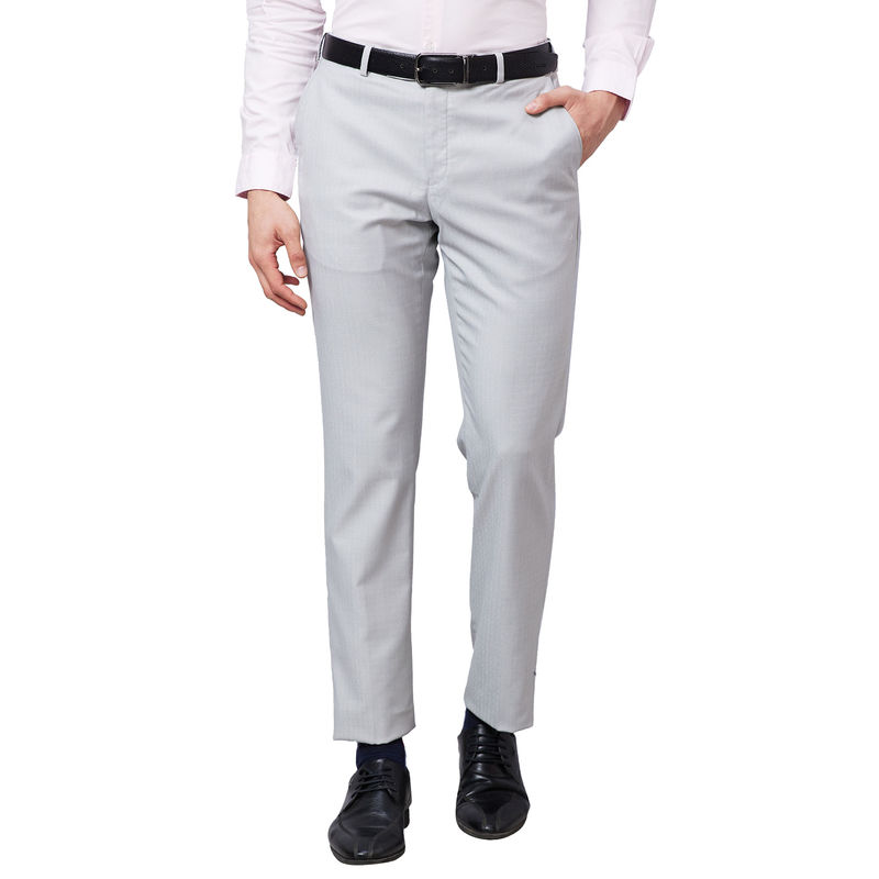 Park Avenue Regular Fit Checkered Medium Grey Trousers (30)
