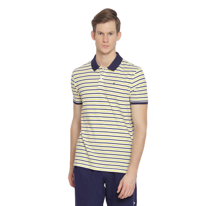 AM SWAN Mens Stripes Multicolored Astral Aura Polo T-Shirt (S)
