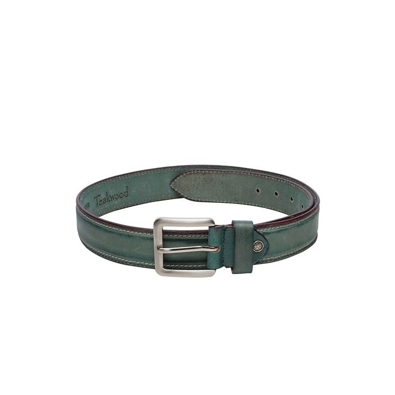 Teakwood Leathers Men Green Solid Leather Belt - 36