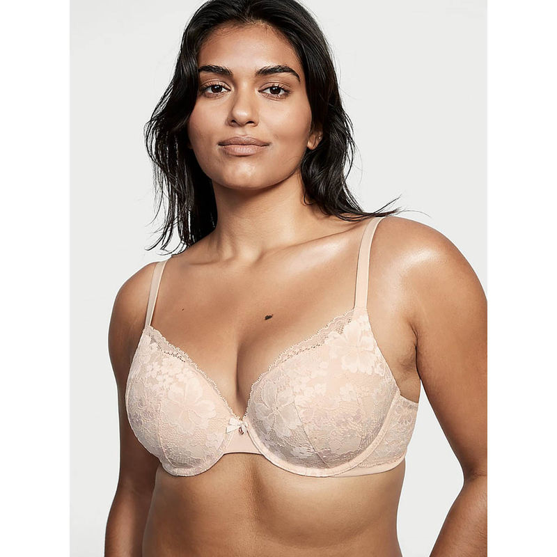 Victoria's Secret Women Beige Body By Lace Push-Up Perfect Shape Bra (38DD)