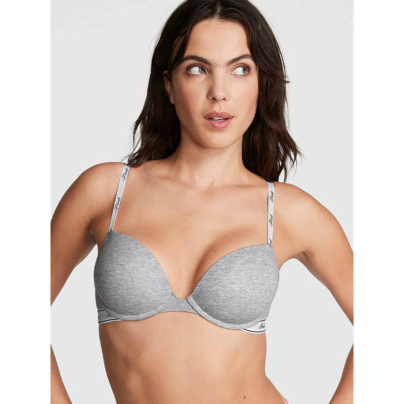 Victoria's Secret Women Grey PINK Wear Everywhere Super Push-Up Bra (38C)