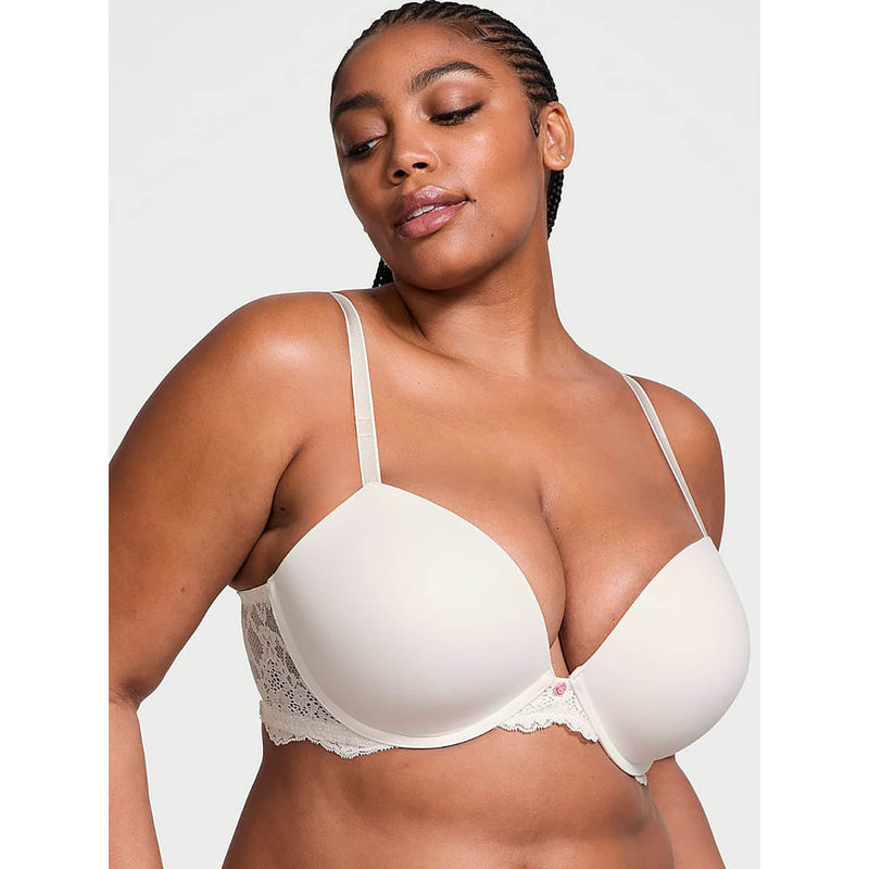 Victoria's Secret Women White Dream Angels Smooth & Lace Push-Up Bra (32A)